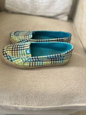 DC Plaid Slip-Ons in Green and Blue with Teal Lining